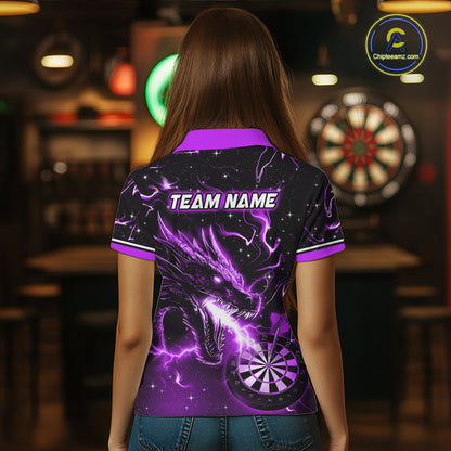 Custom Purple Galaxy Dragon Darts Shirt for Women Darts Team Jerseys Dartboard Shirt NNT291