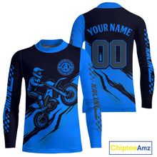 Load image into Gallery viewer, Blue Motocross Jersey Custom for Men Women Kid Dirt Bike Shirts Motorcycle Shirt XM434