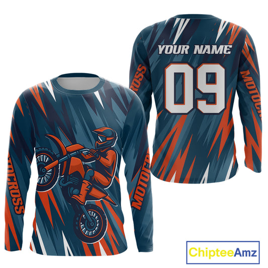 Orange and Blue Motocross Jersey for Men Women Kid Dirt Bike Motorcycle Racing Shirt XM452