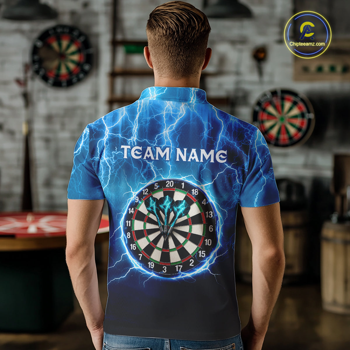 Custom Thunder Lightning Darts Shirt for Men Darts Team Jerseys Dartboard Shirt NNT263