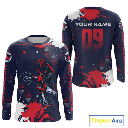 Red and Blue Motocross Jersey Custom for Men Women Kid Dirt Bike Shirts Riding Shirt XM462