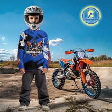 Load image into Gallery viewer, Blue Motocross Jersey Custom Men Women Kid Dirt Bike Shirts Off road Riding Shirt XM464