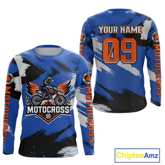 Blue Motocross Jersey Custom Men Women Kid Dirt Bike Shirts Off road Riding Shirt XM464