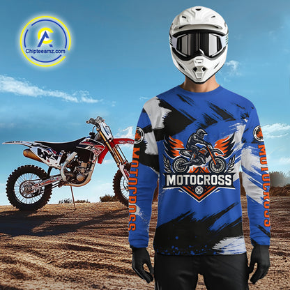 Blue Motocross Jersey Custom Men Women Kid Dirt Bike Shirts Off road Riding Shirt XM464