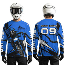 Load image into Gallery viewer, Blue Custom Motocross Jersey Men Women Kid Dirt Bike Shirts Off road Riding Shirt XM465