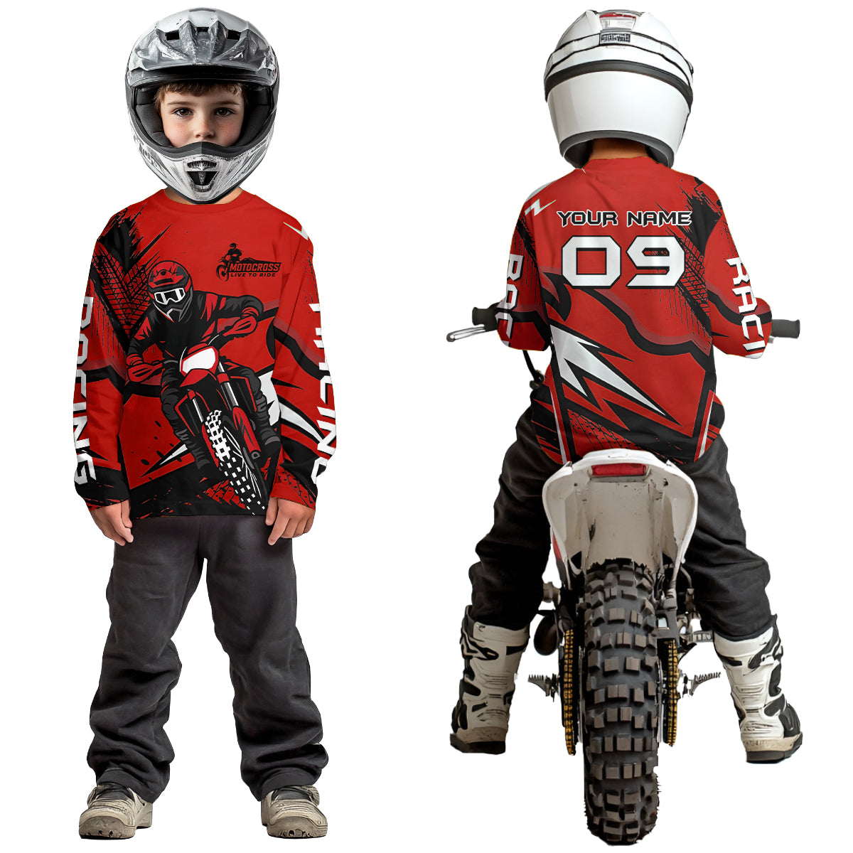 Red Custom Motocross Jersey Men Women Kid Dirt Bike Shirts Off road Riding Shirt XM465