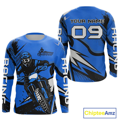 Blue Custom Motocross Jersey Men Women Kid Dirt Bike Shirts Off road Riding Shirt XM465