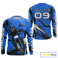 Load image into Gallery viewer, Blue Custom Motocross Jersey Men Women Kid Dirt Bike Shirts Off road Riding Shirt XM465
