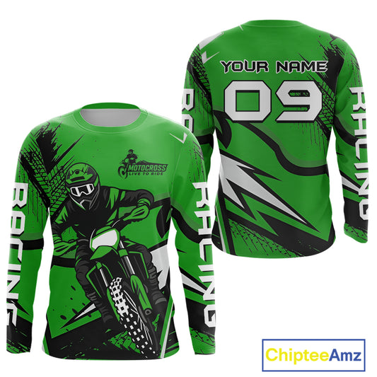 Green Custom Motocross Jersey Men Women Kid Dirt Bike Shirts Off road Riding Shirt XM465