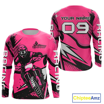 Pink Custom Motocross Jersey Men Women Kid Dirt Bike Shirts Off road Riding Shirt XM465