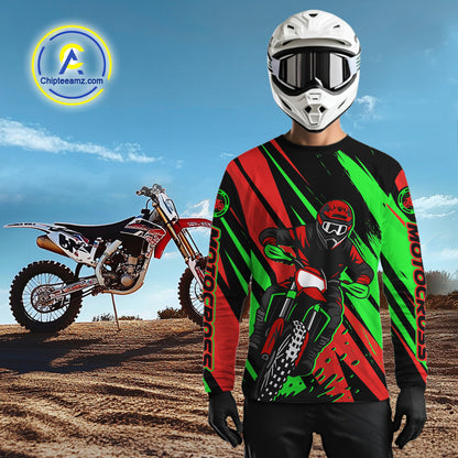 Red and Green Motocross Racing Jersey Custom Women Kid Men Dirt Bike Off road Shirt XM471