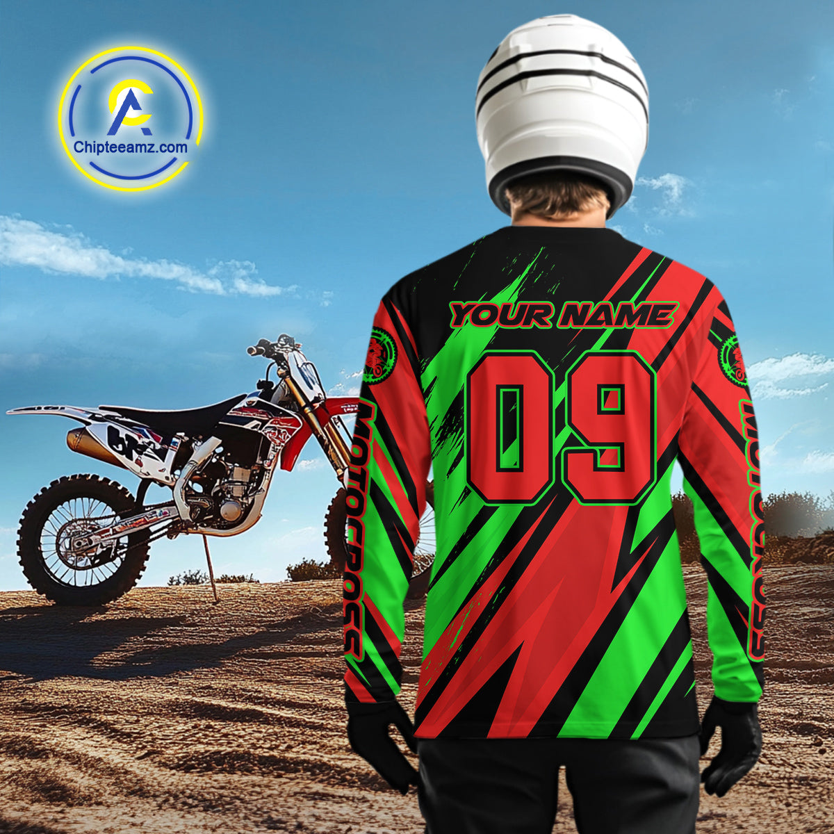 Red and Green Motocross Racing Jersey Custom Women Kid Men Dirt Bike Off road Shirt XM471