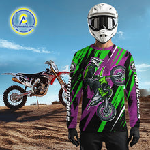Load image into Gallery viewer, Purple and Green Motocross Racing Jersey for Women Kid Men Dirt Bike Off road Shirt XM473