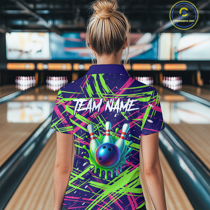 Custom Bowling Shirts for Team Women Men Custom Bowling Polo and 1/4 Zip Shirt MBL227