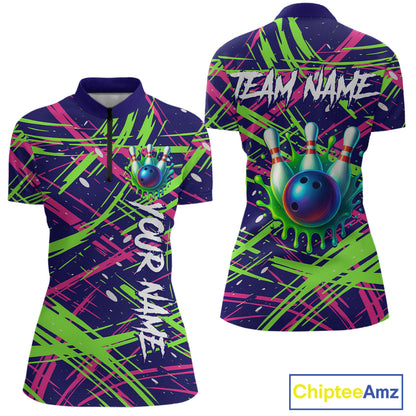 Custom Bowling Shirts for Team Women Men Custom Bowling Polo and 1/4 Zip Shirt MBL227