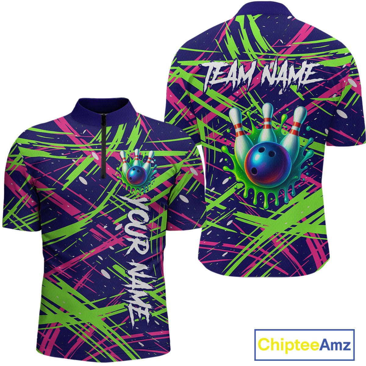 Custom Bowling Shirts for Team Women Men Custom Bowling Polo and 1/4 Zip Shirt MBL227