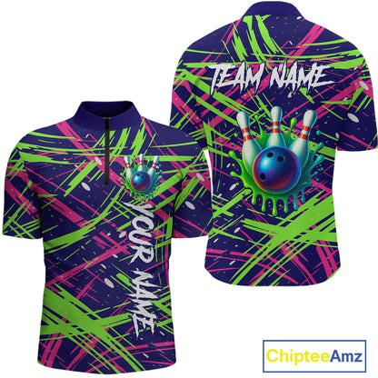Custom Bowling Shirts for Team Women Men Custom Bowling Polo and 1/4 Zip Shirt MBL227