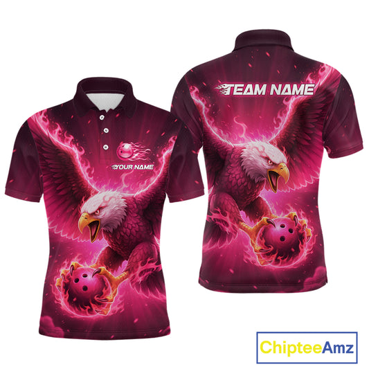 Pink Eagle Bowling Shirts for Team Women Men Custom Bowling Polo & 1/4 Zip Shirt MBL235