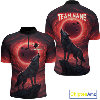 Wolf Bowling Shirts for Team Women Men Custom Bowling Jersey Bowl Polo&1/4 Zip MBL238