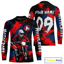 Load image into Gallery viewer, Custom Red and Blue Motocross Jersey for Men Kid Women Dirt Bike Jersey Riding Shirt XM484