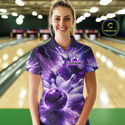 Purple Lightning Thunder Bowling Shirts Yellow for Team Women Men Bowling Jersey MBL247