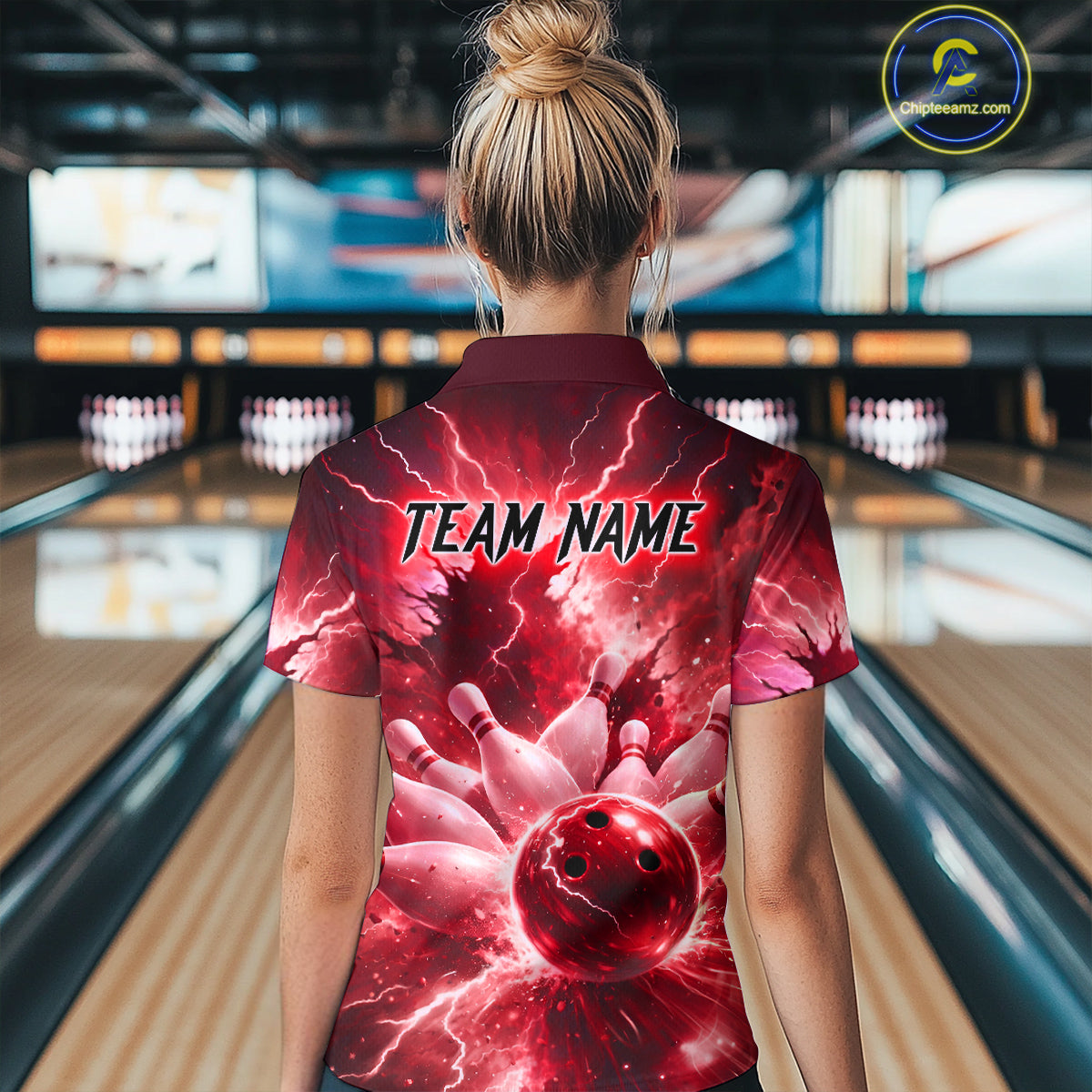 Red Lightning Thunder Bowling Shirts Yellow for Team Women Men Bowling Jersey MBL247
