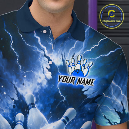 Blue Lightning Thunder Bowling Shirts Yellow for Team Women Men Bowling Jersey MBL247