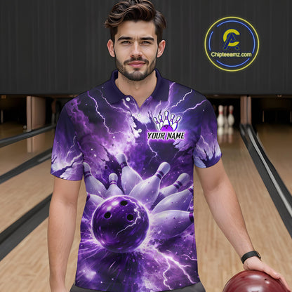 Purple Lightning Thunder Bowling Shirts Yellow for Team Women Men Bowling Jersey MBL247