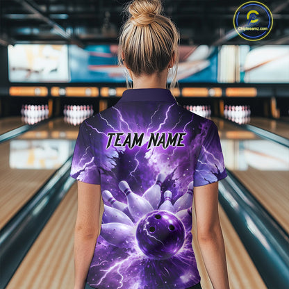 Purple Lightning Thunder Bowling Shirts Yellow for Team Women Men Bowling Jersey MBL247