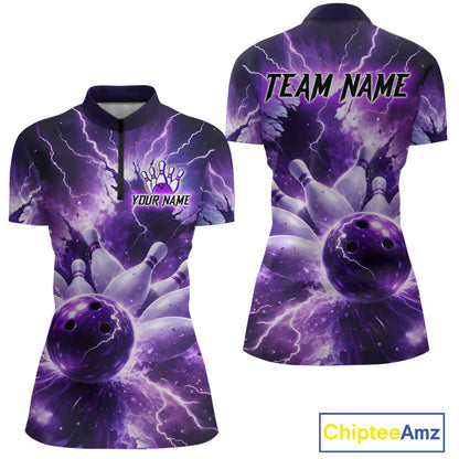 Purple Lightning Thunder Bowling Shirts Yellow for Team Women Men Bowling Jersey MBL247
