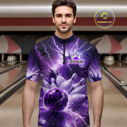 Purple Lightning Thunder Bowling Shirts Yellow for Team Women Men Bowling Jersey MBL247