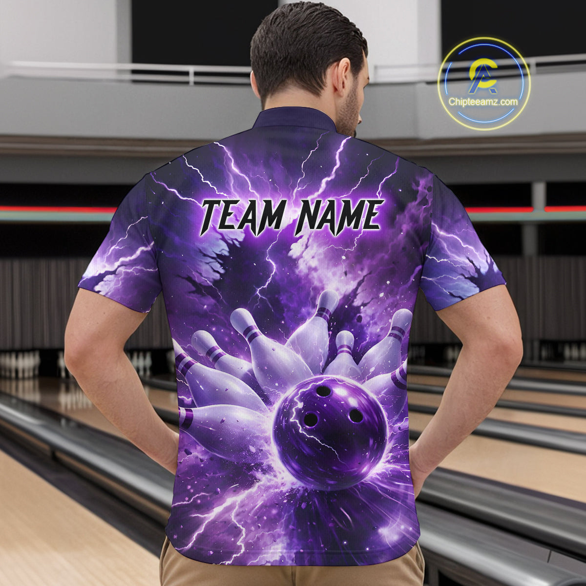 Purple Lightning Thunder Bowling Shirts Yellow for Team Women Men Bowling Jersey MBL247