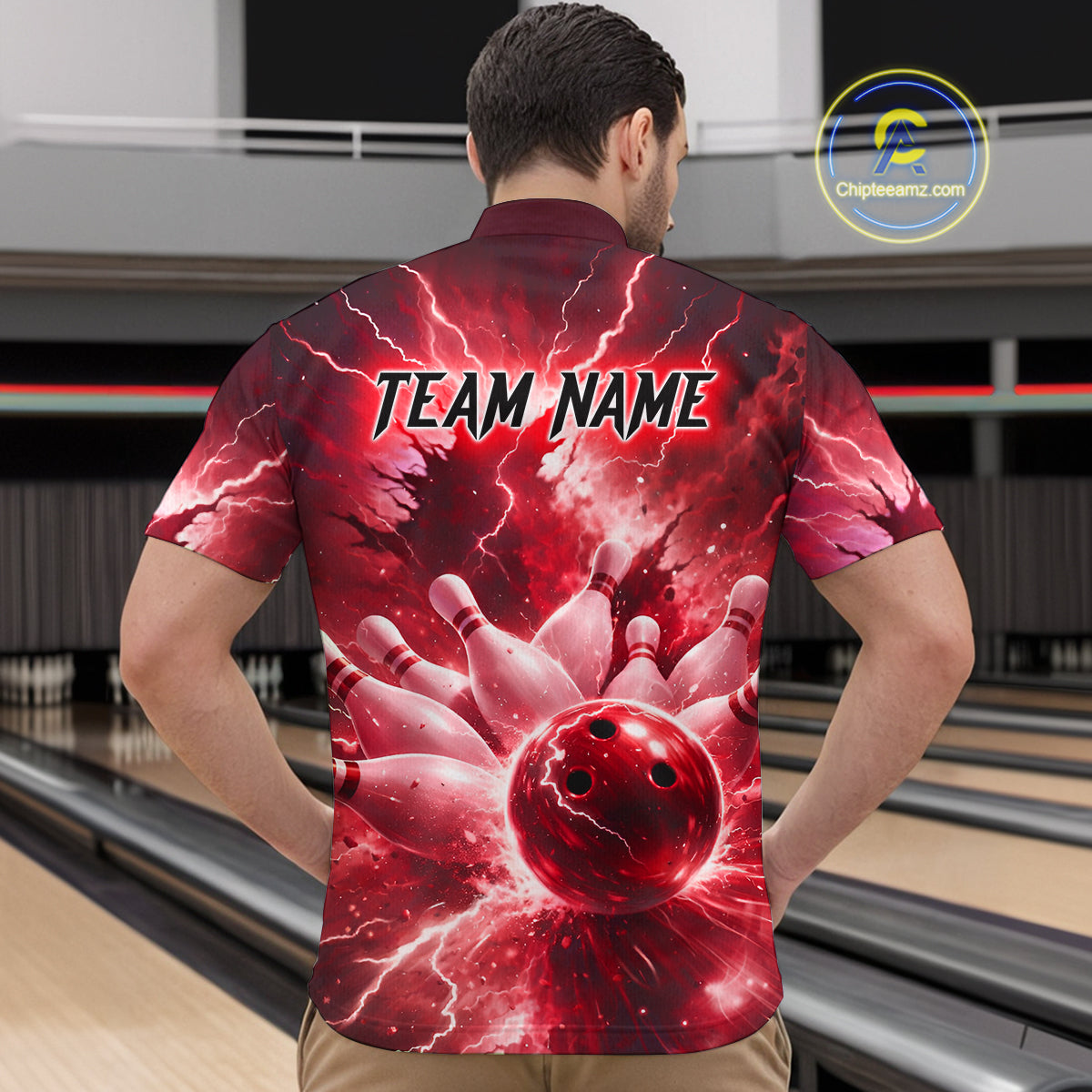 Red Lightning Thunder Bowling Shirts Yellow for Team Women Men Bowling Jersey MBL247