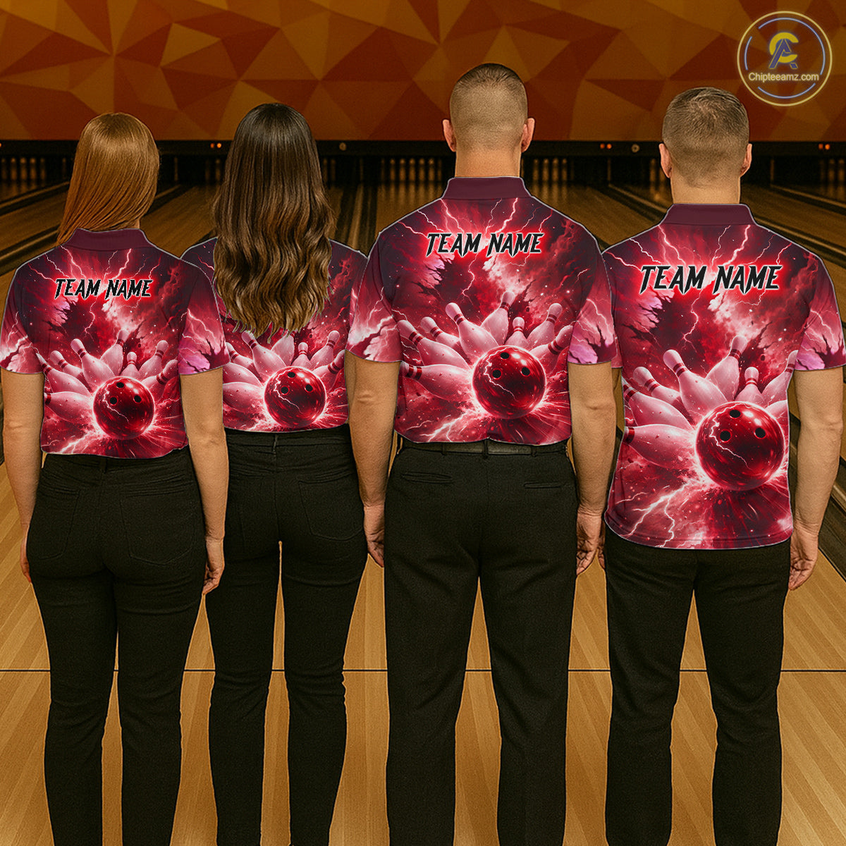 Red Lightning Thunder Bowling Shirts Yellow for Team Women Men Bowling Jersey MBL247