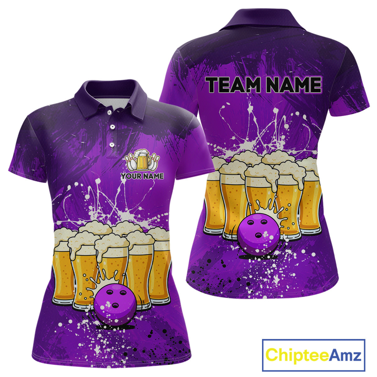 Beer Bowling Shirts Team Women Men Custom Purple Bowling Jersey Bowl League MBL249