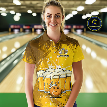 Beer Bowling Shirts Team Women Men Custom Yellow Bowling Jersey Bowl League MBL249