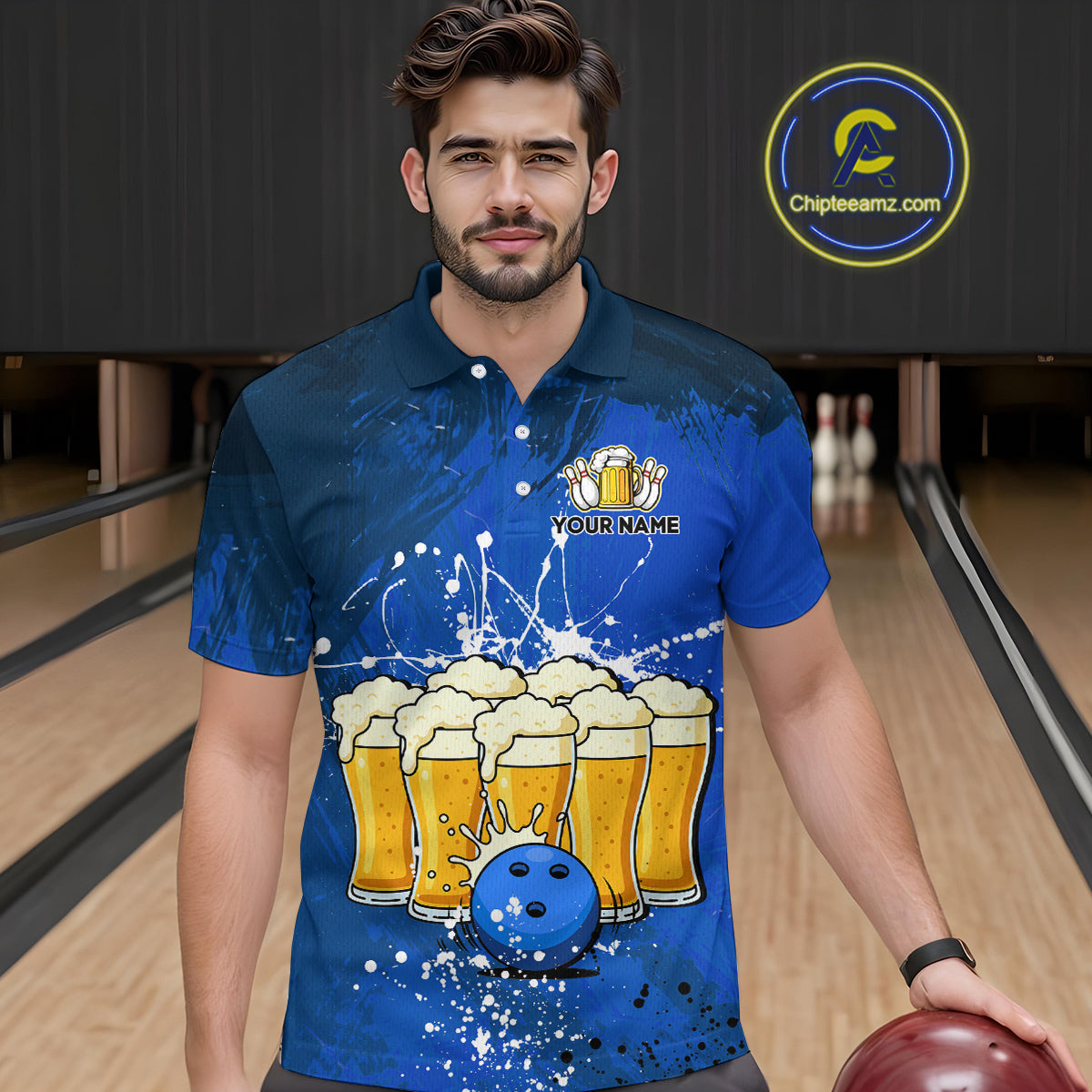 Beer Bowling Shirts Team Women Men Custom Blue Bowling Jersey Bowl League MBL249