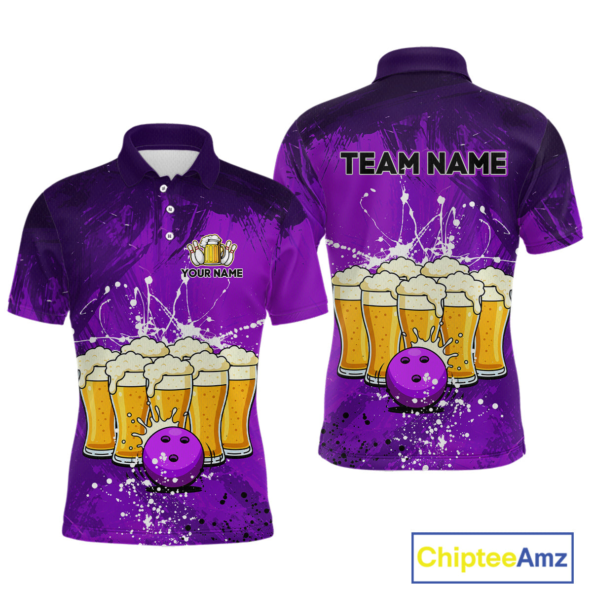 Beer Bowling Shirts Team Women Men Custom Purple Bowling Jersey Bowl League MBL249