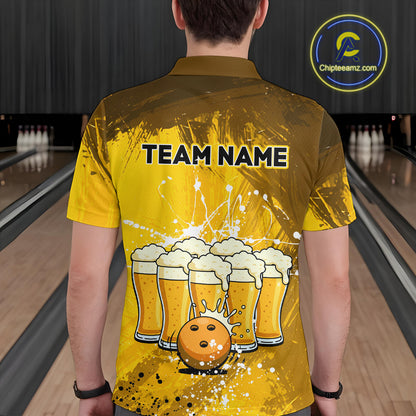 Beer Bowling Shirts Team Women Men Custom Yellow Bowling Jersey Bowl League MBL249
