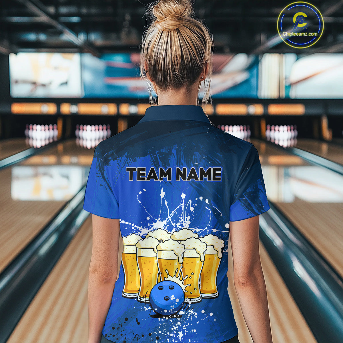 Beer Bowling Shirts Team Women Men Custom Blue Bowling Jersey Bowl League MBL249