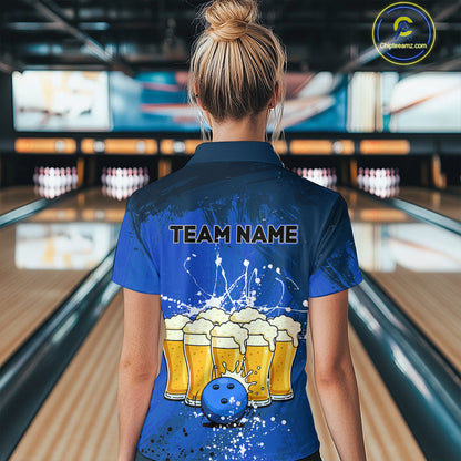Beer Bowling Shirts Team Women Men Custom Blue Bowling Jersey Bowl League MBL249