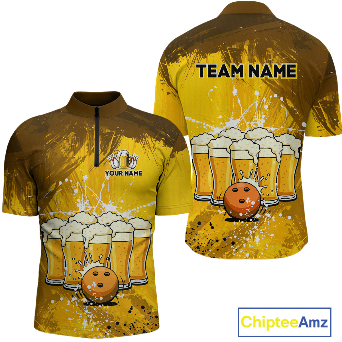 Beer Bowling Shirts Team Women Men Custom Yellow Bowling Jersey Bowl League MBL249