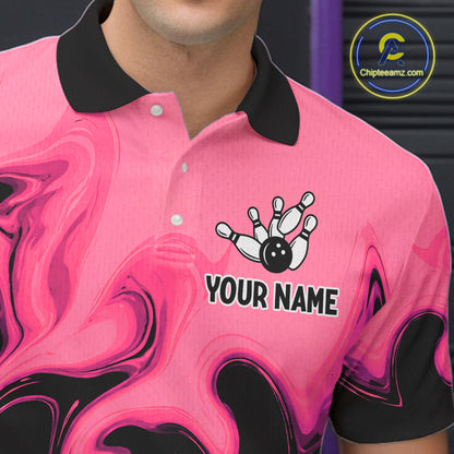 Funny Beer Bowling Shirts Pink for Women Men Bowling Polo&1/4 Zip Bowling League MBL252