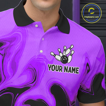 Funny Beer Bowling Shirts Purple for Women Men Bowling Polo&1/4 Zip Bowling League MBL252