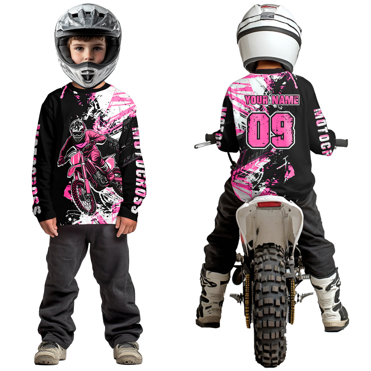 Pink Motocross Jersey Kids Women Men Custom Dirt Bike Shirts Motorcycle Shirt XM495