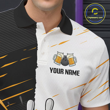 Beer Bowling Shirts Black&White Beer Bowling Jersey for Team Women Men Bowl League MBL259