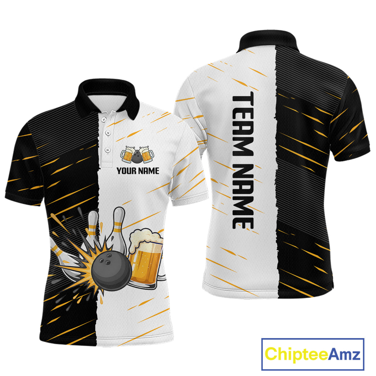 Beer Bowling Shirts Black&White Beer Bowling Jersey for Team Women Men Bowl League MBL259