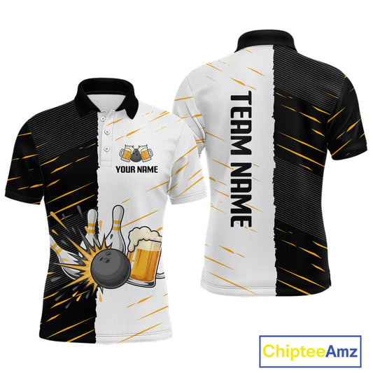 Beer Bowling Shirts Black&White Beer Bowling Jersey for Team Women Men Bowl League MBL259