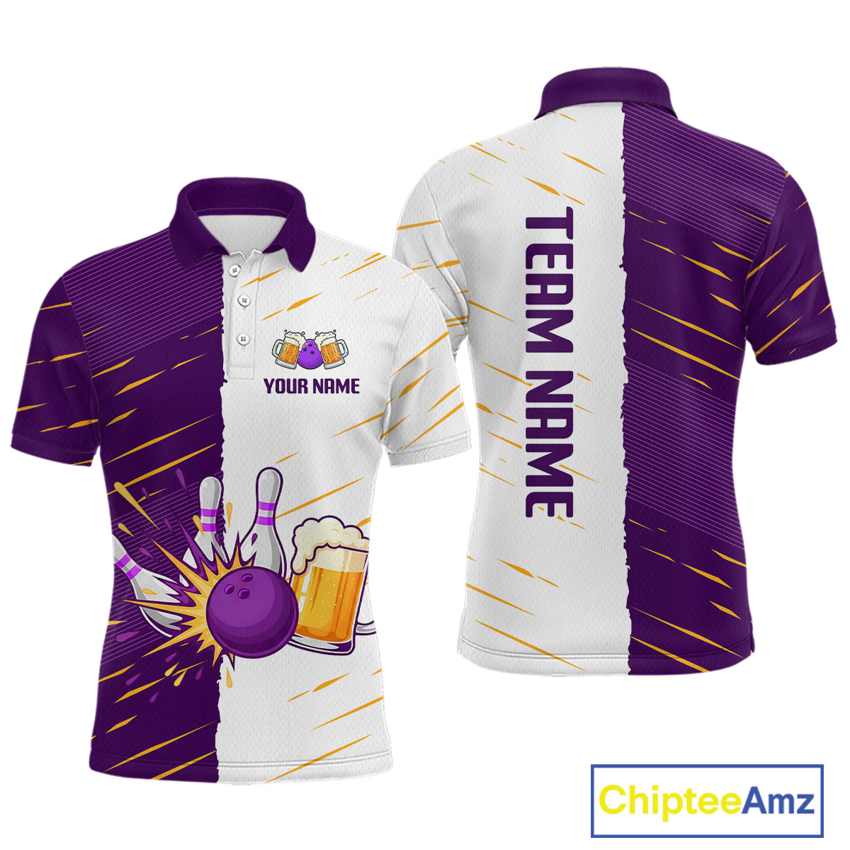 Beer Bowling Shirts Purple&White Beer Bowling Jersey for Team Women Men Bowl League MBL259