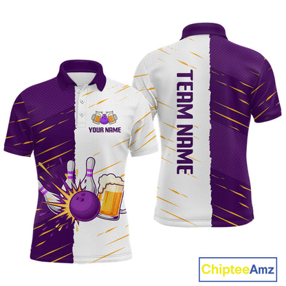 Beer Bowling Shirts Purple&White Beer Bowling Jersey for Team Women Men Bowl League MBL259